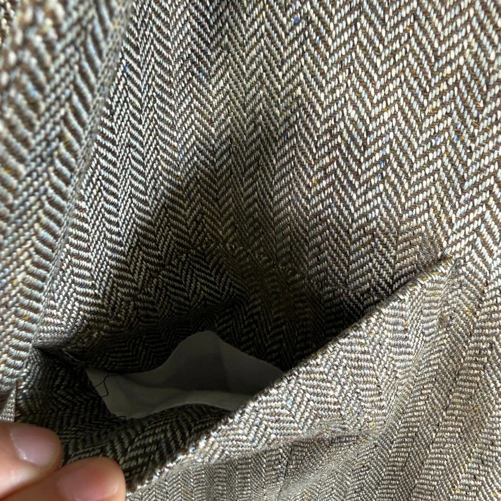 Jos. A. Bank Herringbone Sport Coat Mens 42R Tan 100% Silk Blazer 2-Button